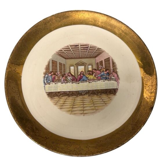 The Last Supper Vintage Decorative Collectors Plate With 22 KT Gold Trim - Picture 1 of 5